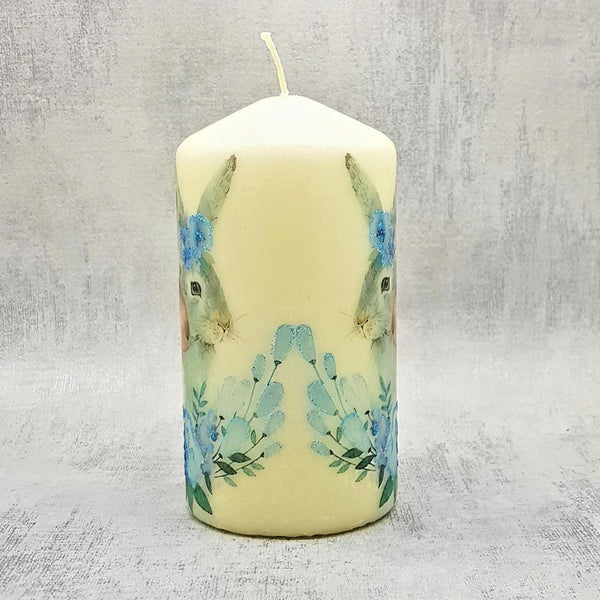 Watercolour Easter Bunnies candle 3
