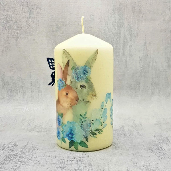 Watercolour Easter Bunnies candle 4