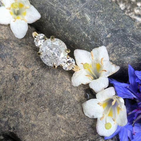 salt and pepper diamond, engagement ring, 18ct gold, bespoke engagement ring