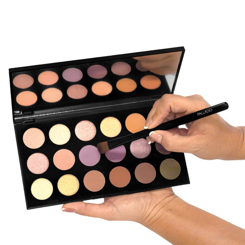 Palladio's Shadow Blending Brush with 18 count eyeshadow palette