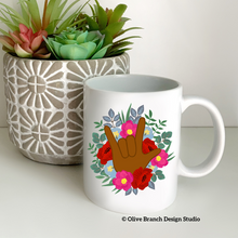 Load image into Gallery viewer, Sign Language Floral I Love You Mug