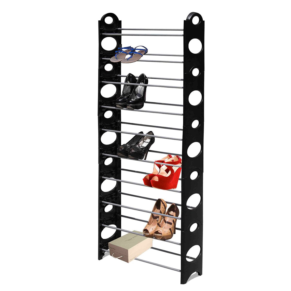 Shoe Rack 10 Tier Lightweight Black Zalemart