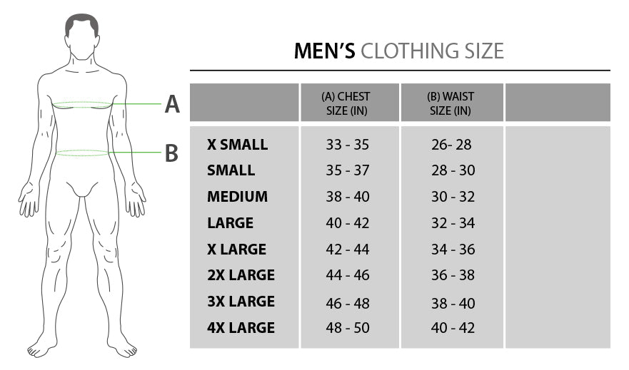 Men's Size Chart - Size Guide for Men's Clothing