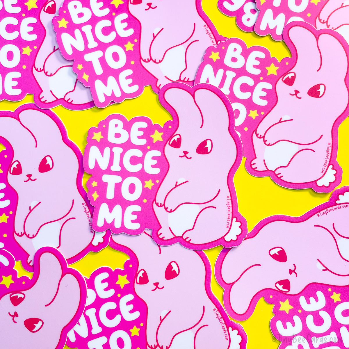 Be Nice to Me Bunny Vinyl Stickers