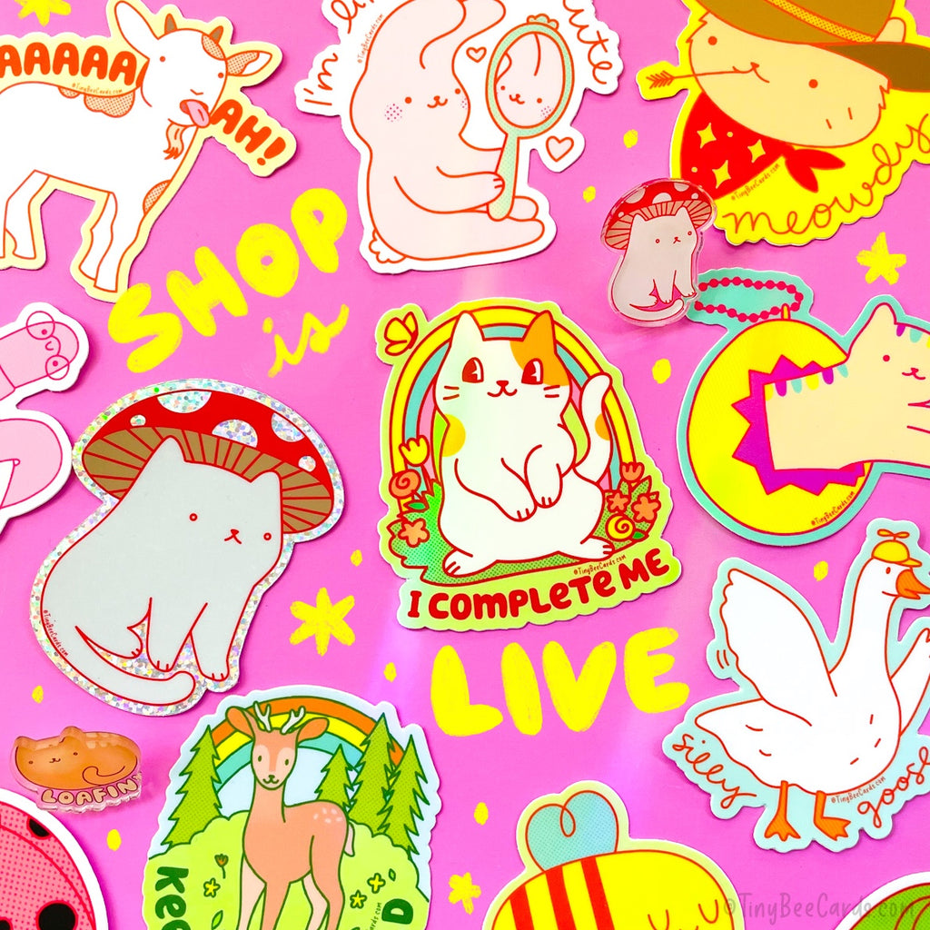 Shop is live! Stickers, acrylic keychains, cards, and suncatchers!