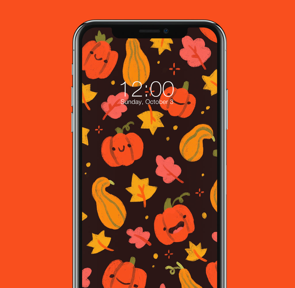 Pumpkins & Gourds Cute Autumn Phone Wallpaper 