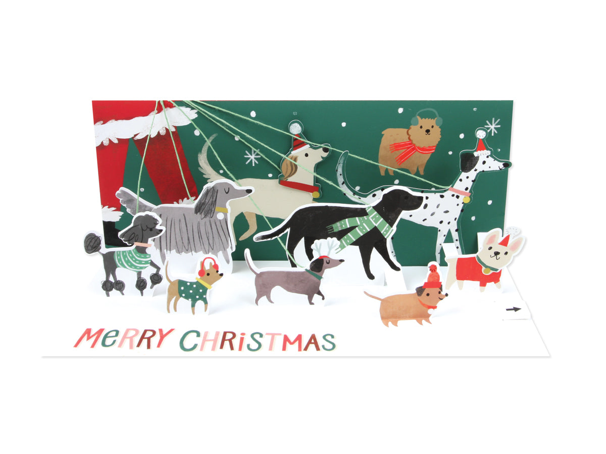 Santa’s Dog Walk Layered Greeting Card