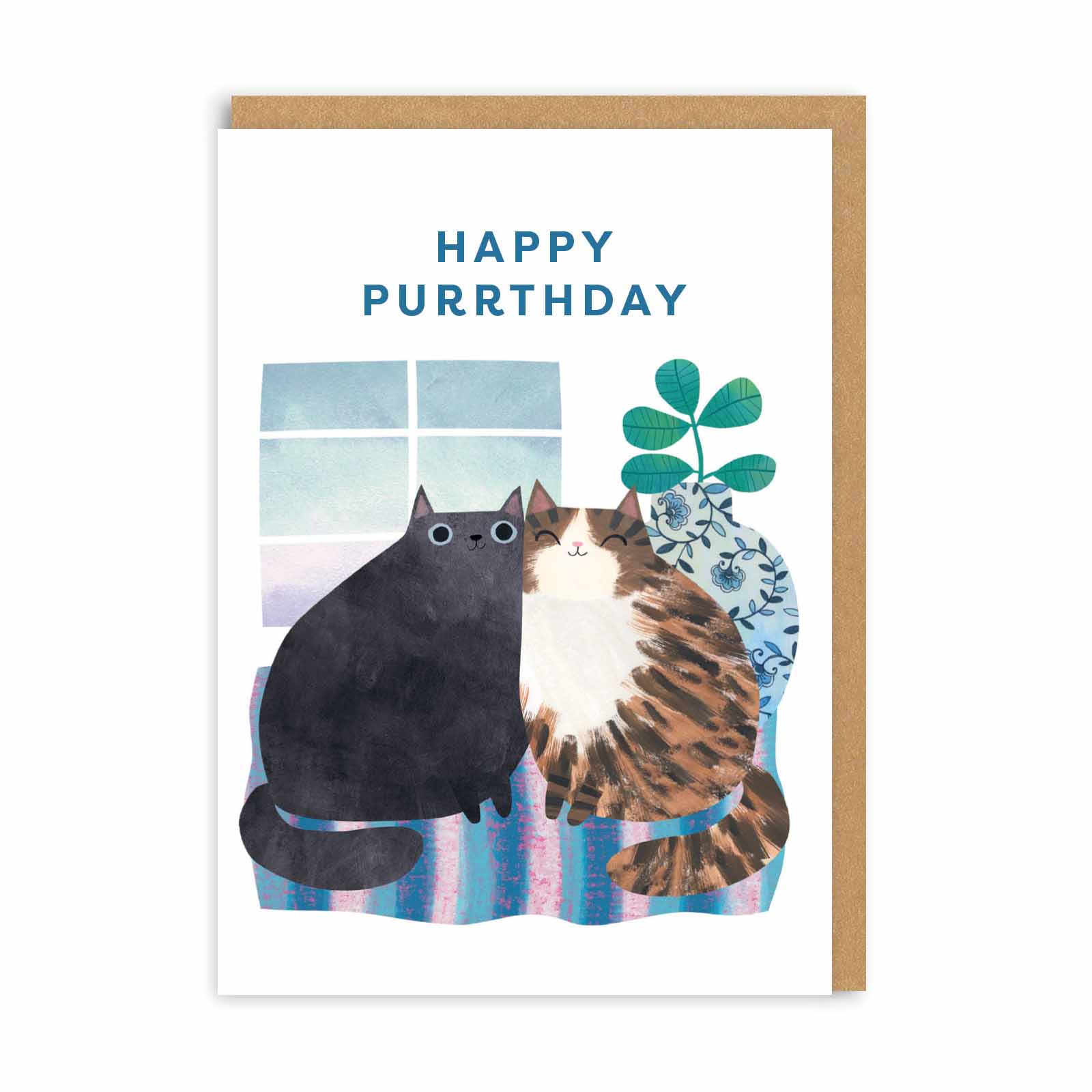 Happy Purrthday Black & Tabby Birthday Card