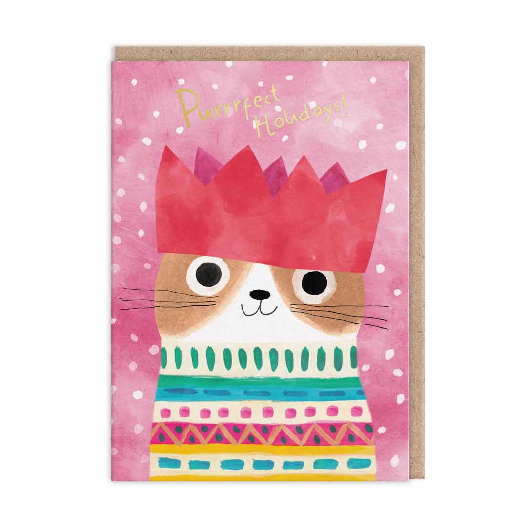 Crown Cat Christmas Card