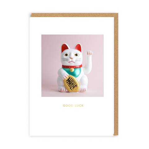 farewell card for a co-worker that shows a lucky cat on a white background