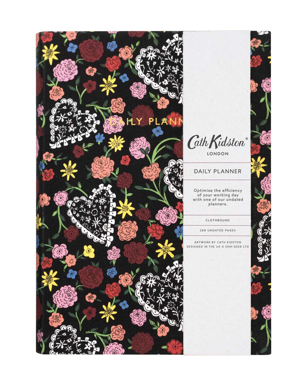 Cath Kidston Daily Planner Notebook | A5 Undated Diary | To Do List, Hourly Schedule, Priorities | Day To Day Planner | Lacy Hearts