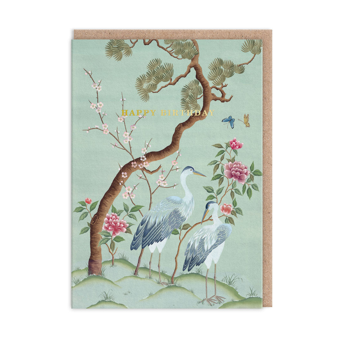 Heron Landscape Birthday Card