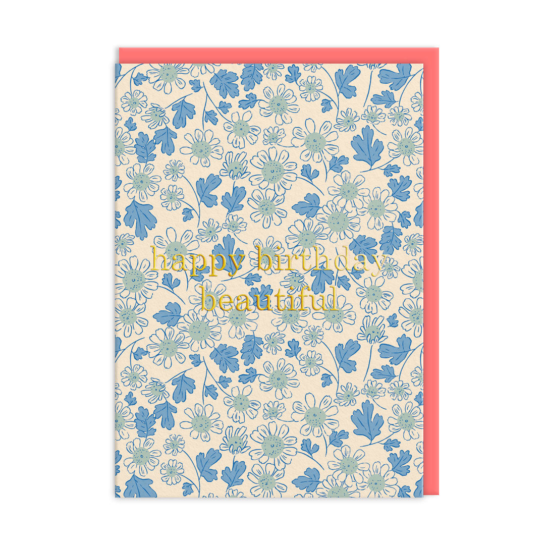 Blue Daisies Happy Birthday Card