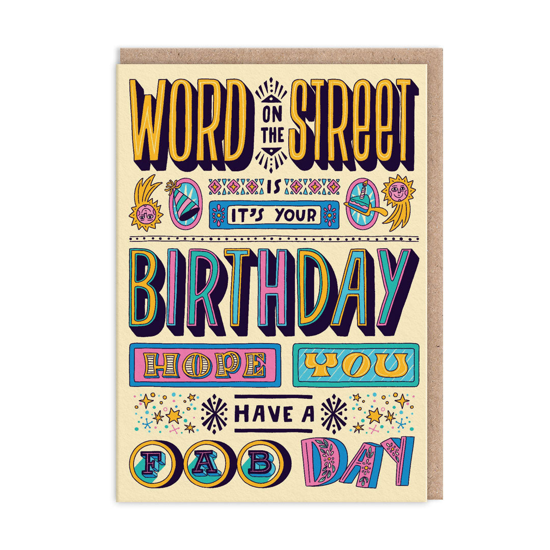 Word On The Street Birthday Card