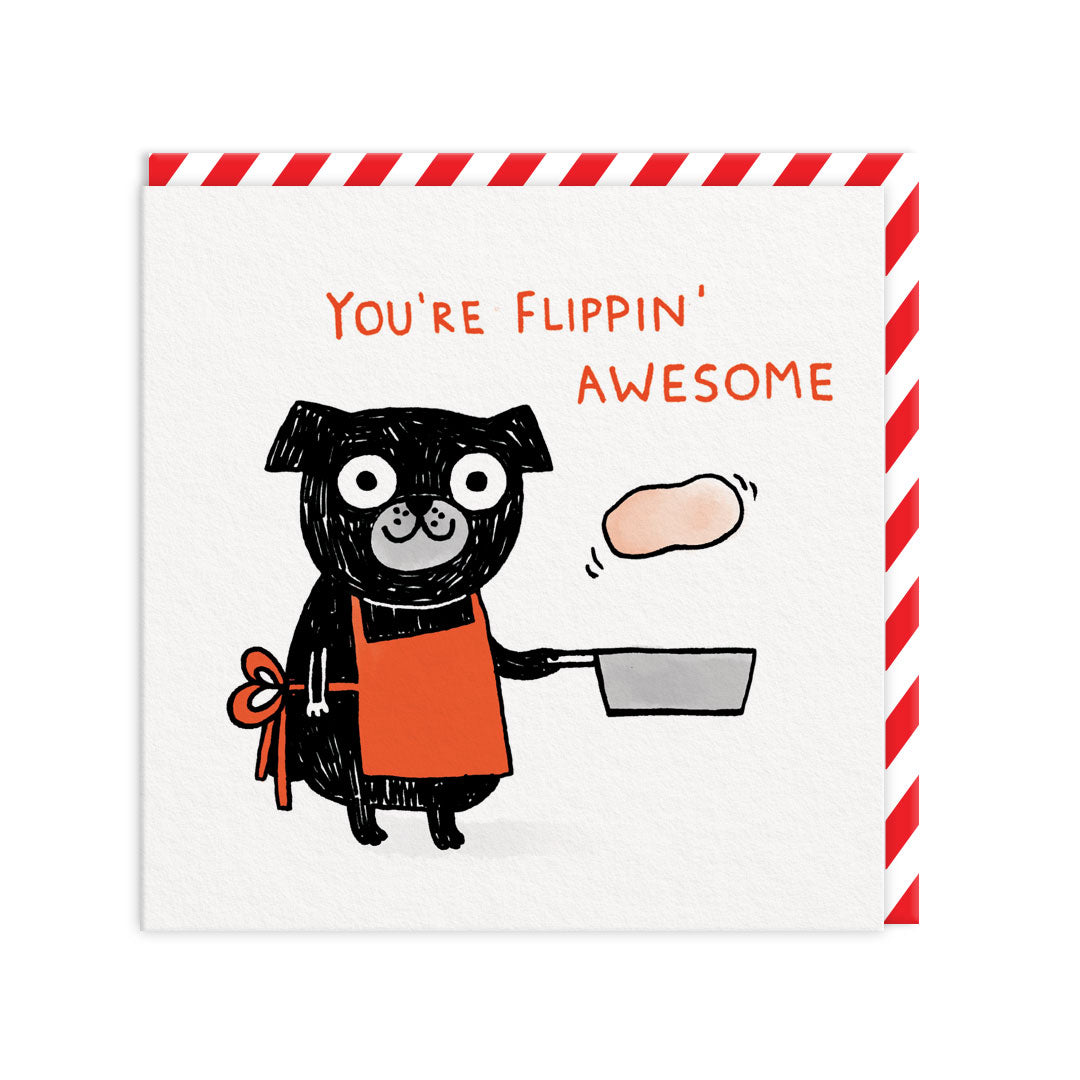Flippin Awesome Pug Greeting Card