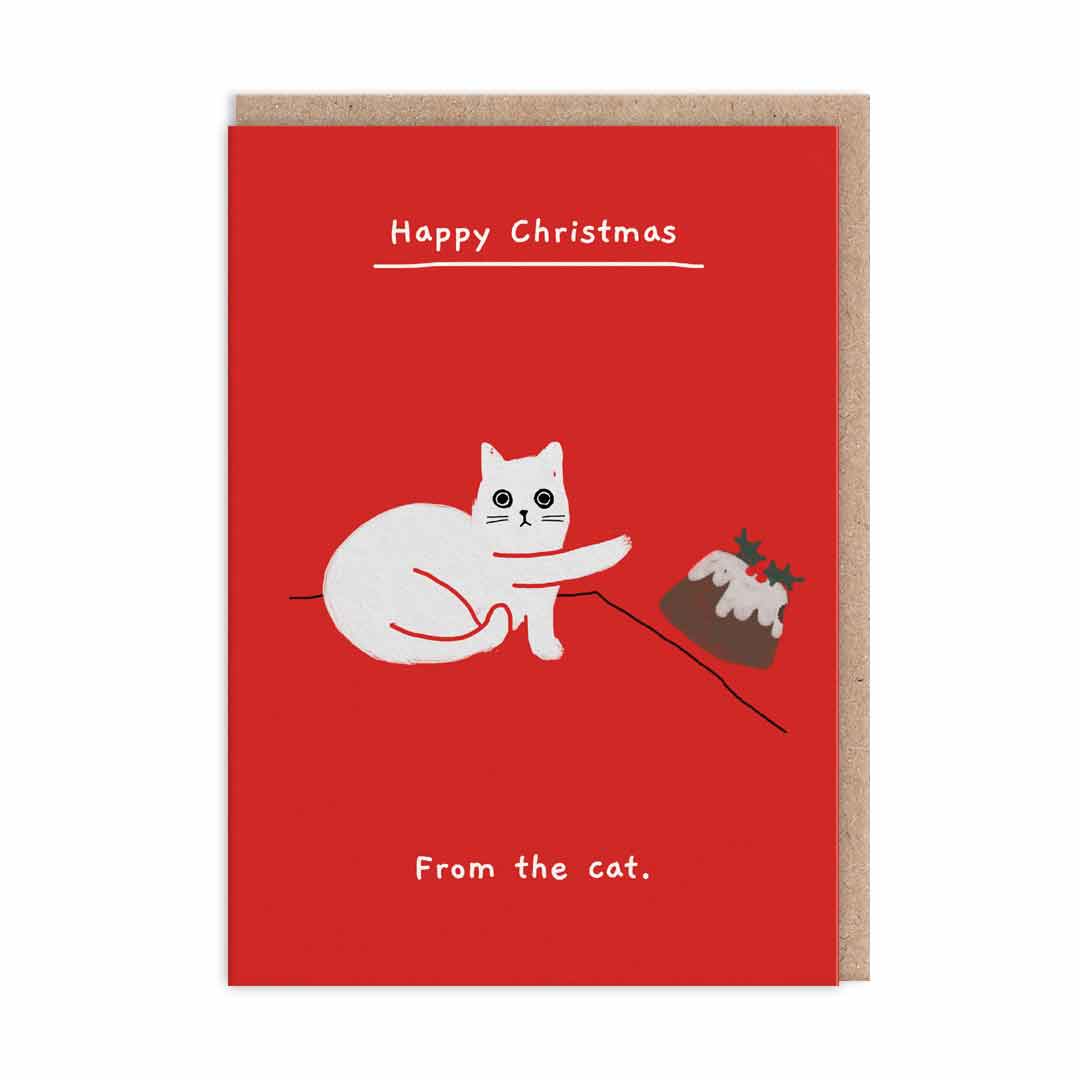 Cat Pudding Christmas Card