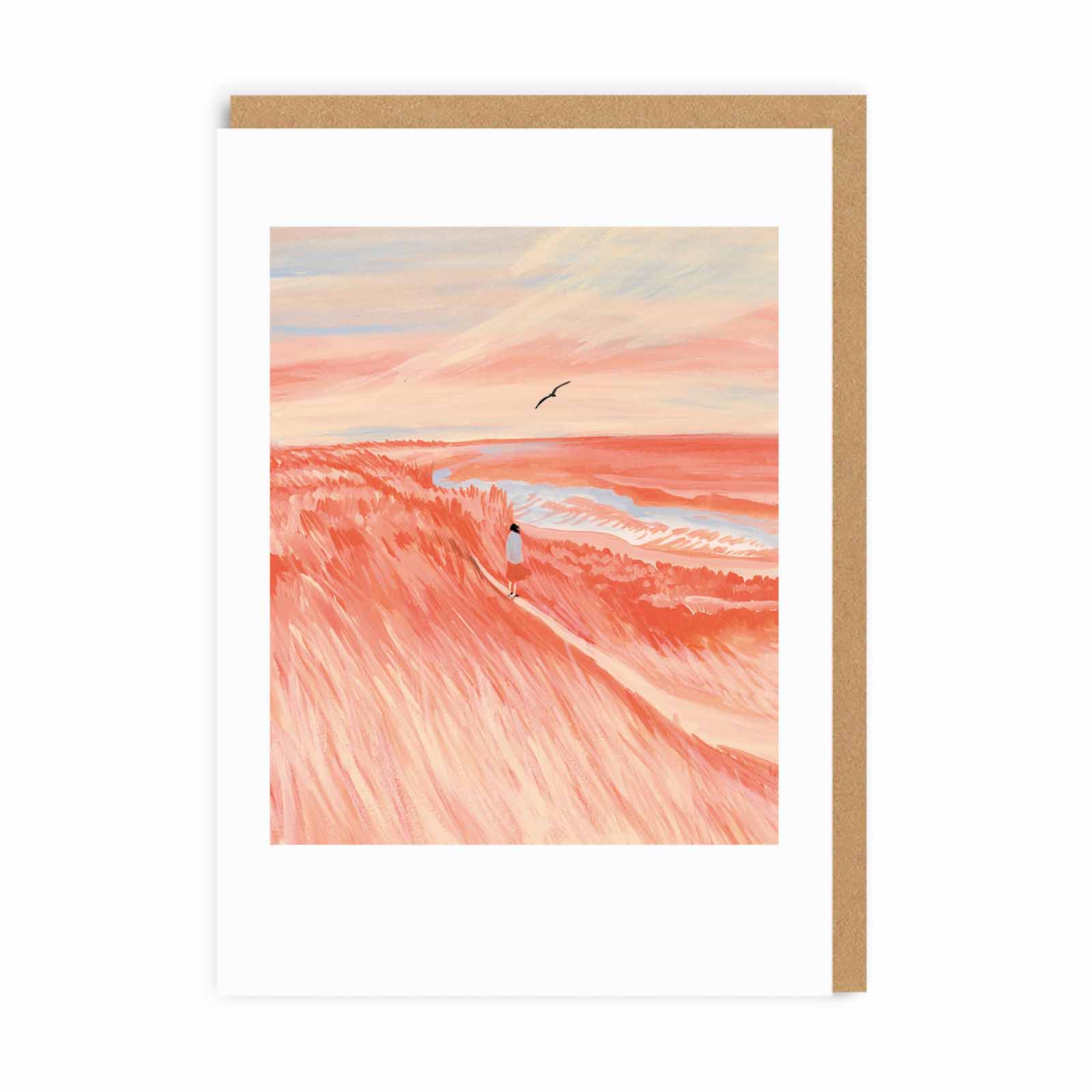 Red Grass Fields Greeting Card