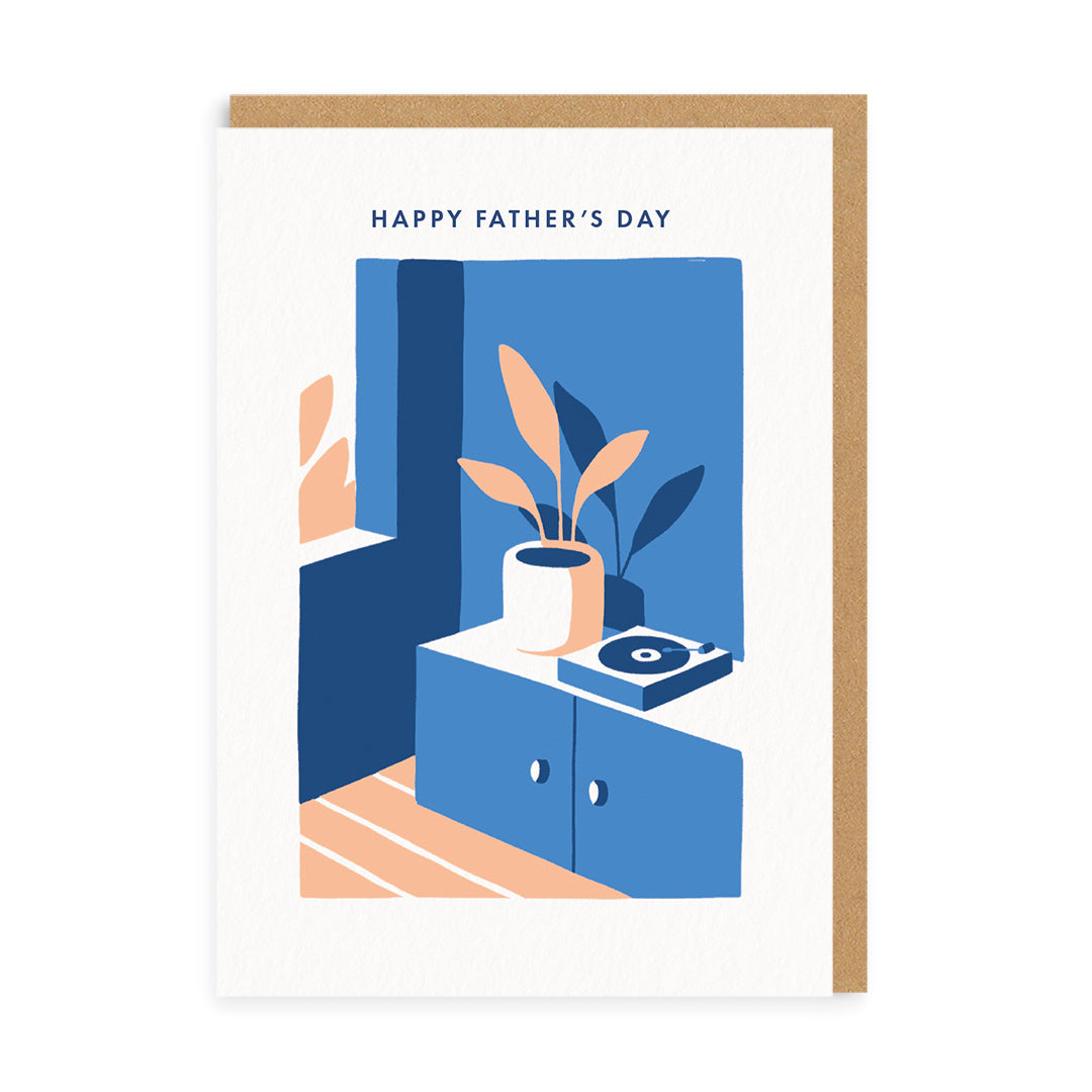 Father’s Day Cute Happy Father’s Day Record Player Greeting Card