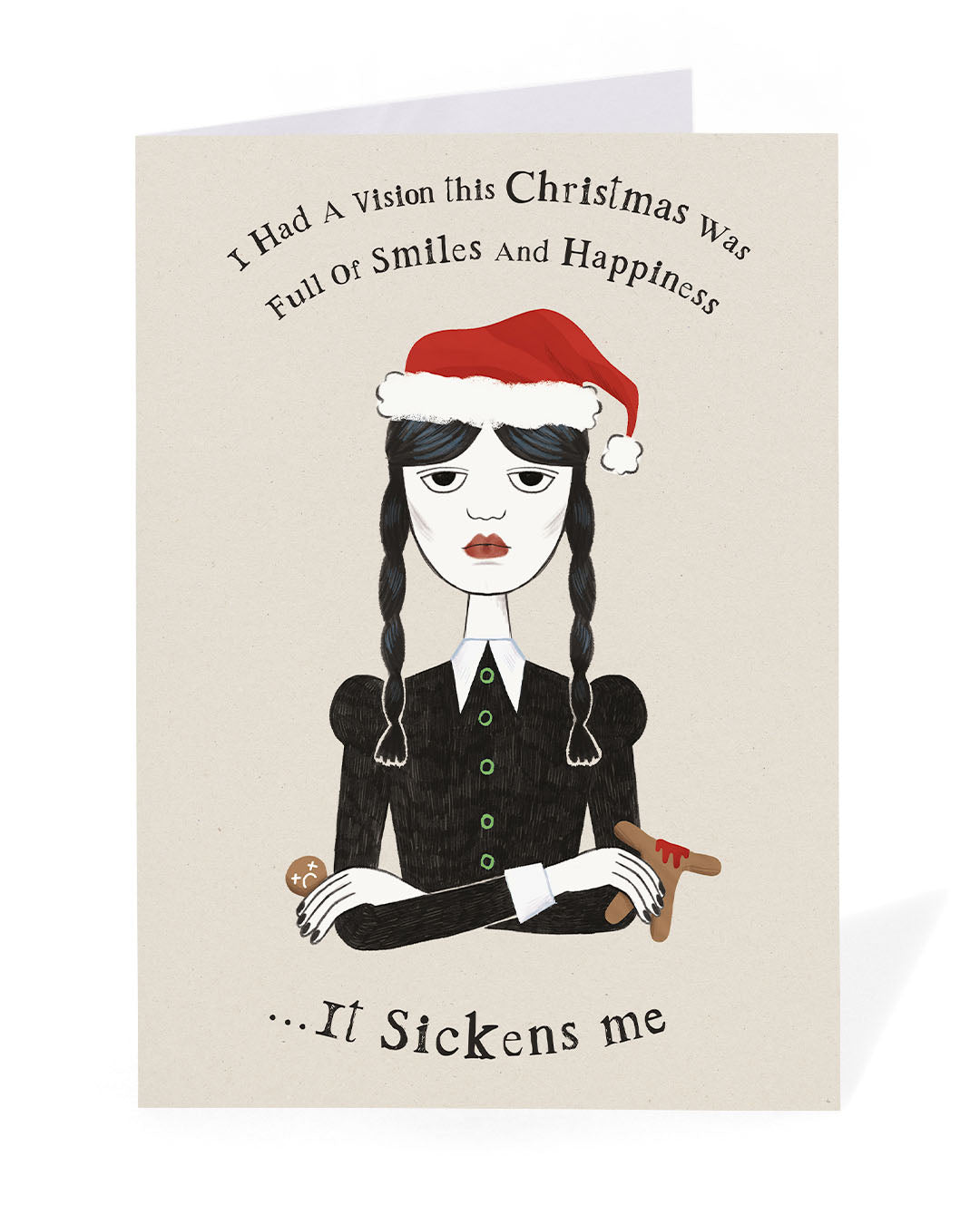 Personalised Wednesday Addams Christmas Card
