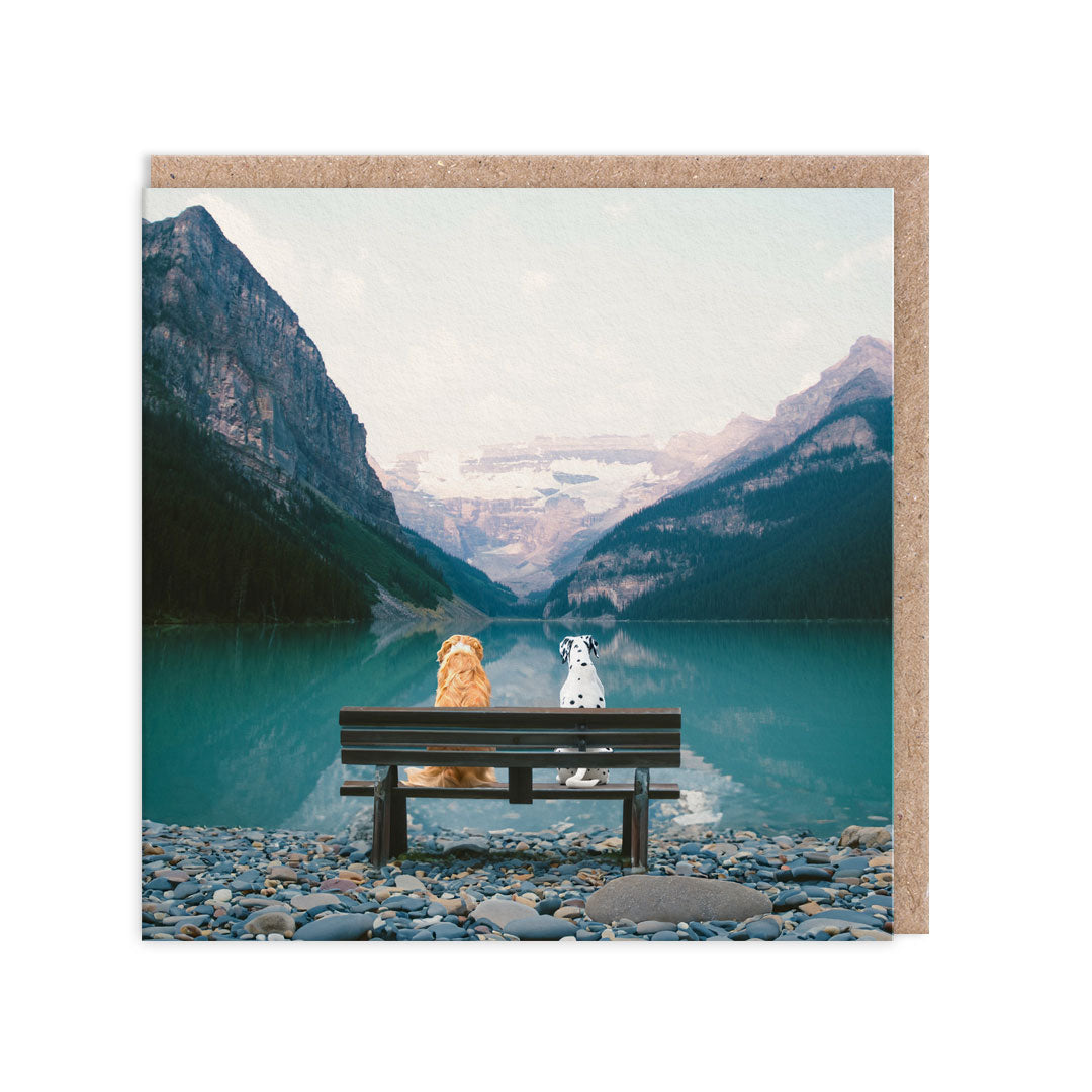 Mountain Lake Dogs Greeting Card