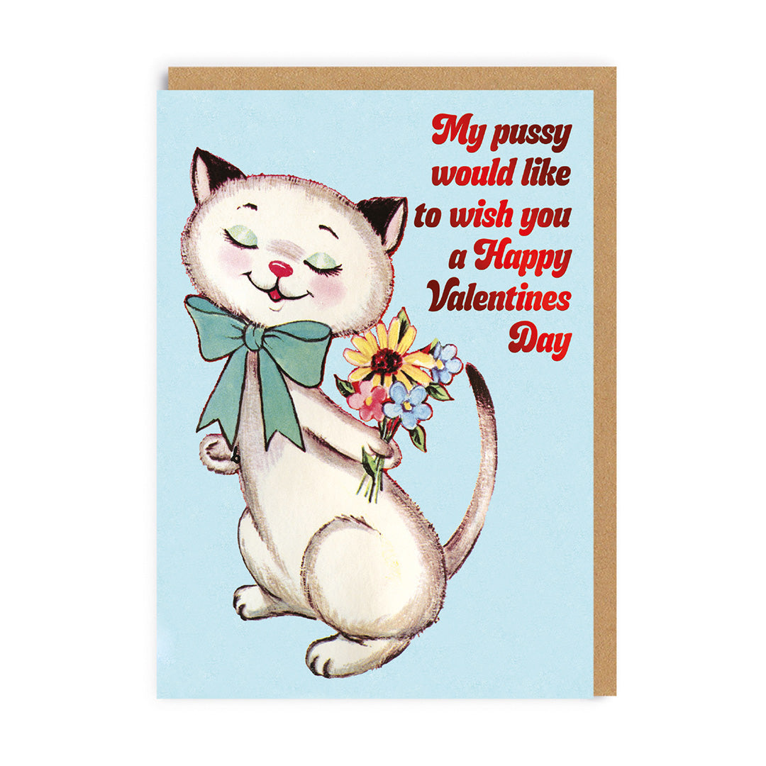 Valentine’s Day | Rude Funny Valentines Card For Cat Lovers | My Pussy Valentine’s Day Card | Ohh Deer Unique Valentine’s Card for Him or Her | Made In The UK, Eco-Friendly Materials, Plastic Free Packaging