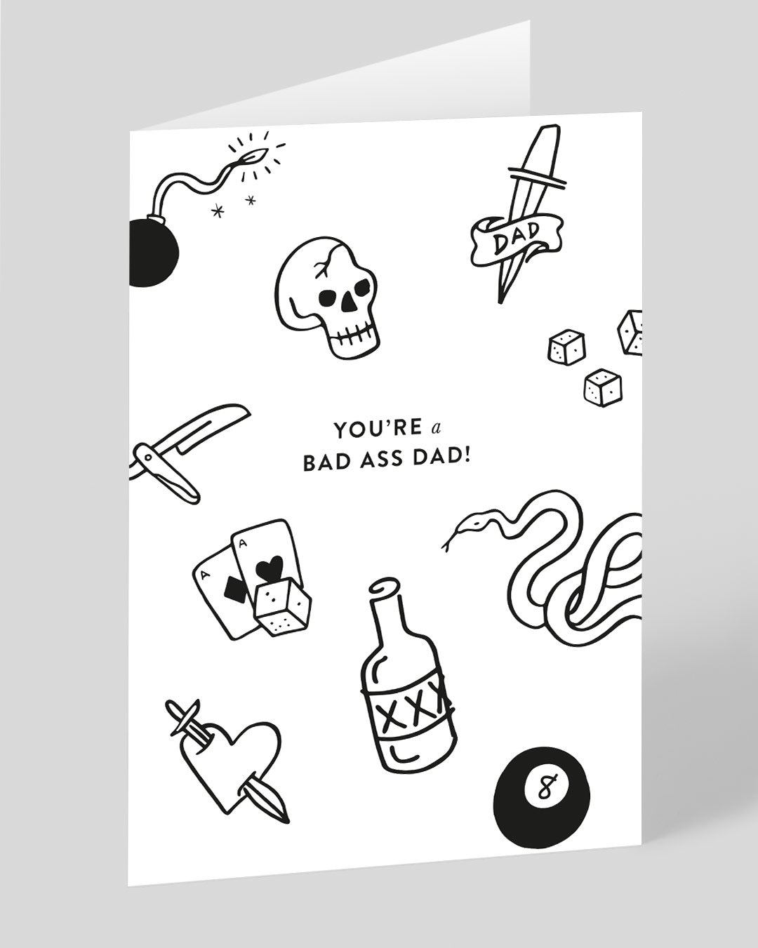 Father’s Day Cute Bad Ass Dad Tattoos Greeting Card