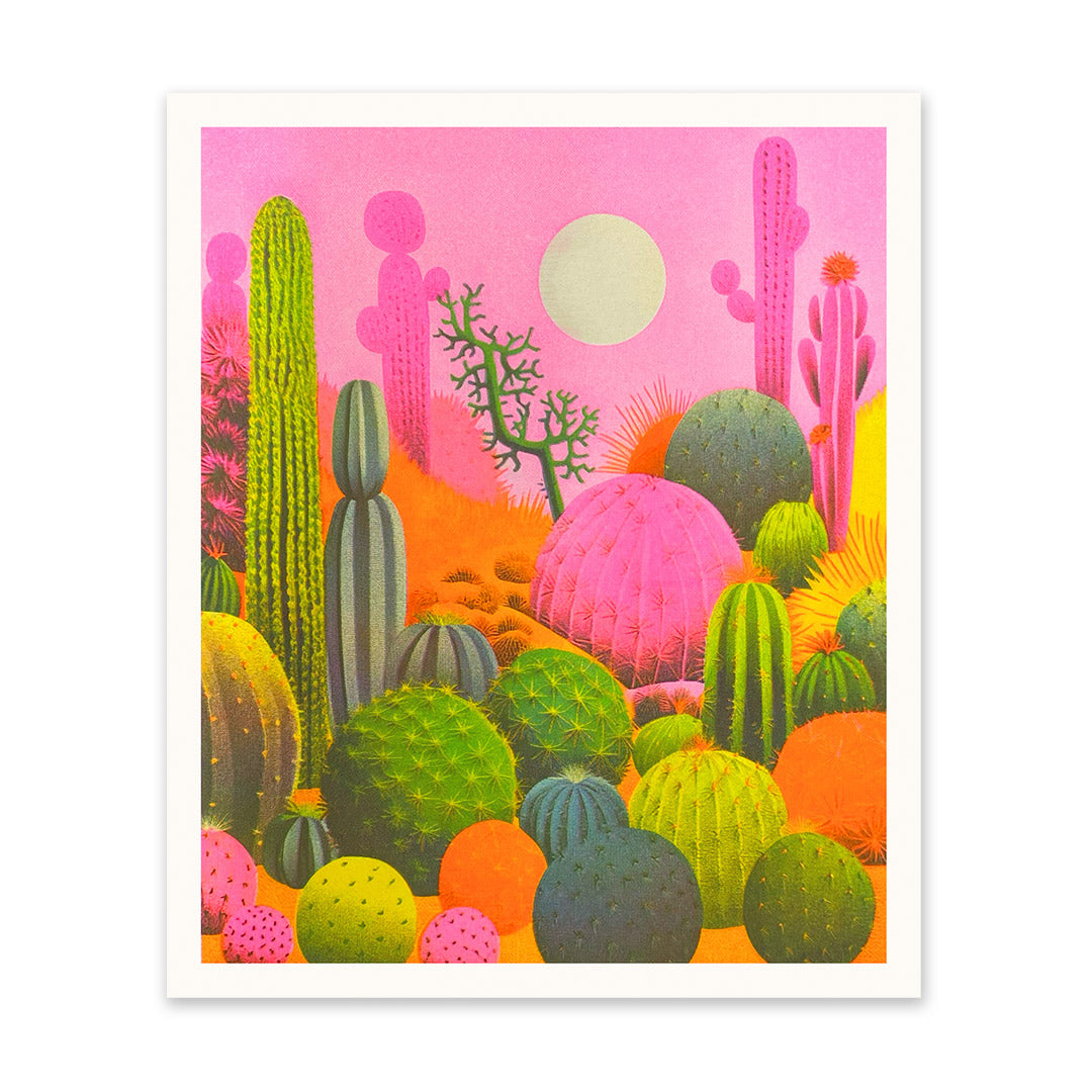 Pink Cacti Art Print