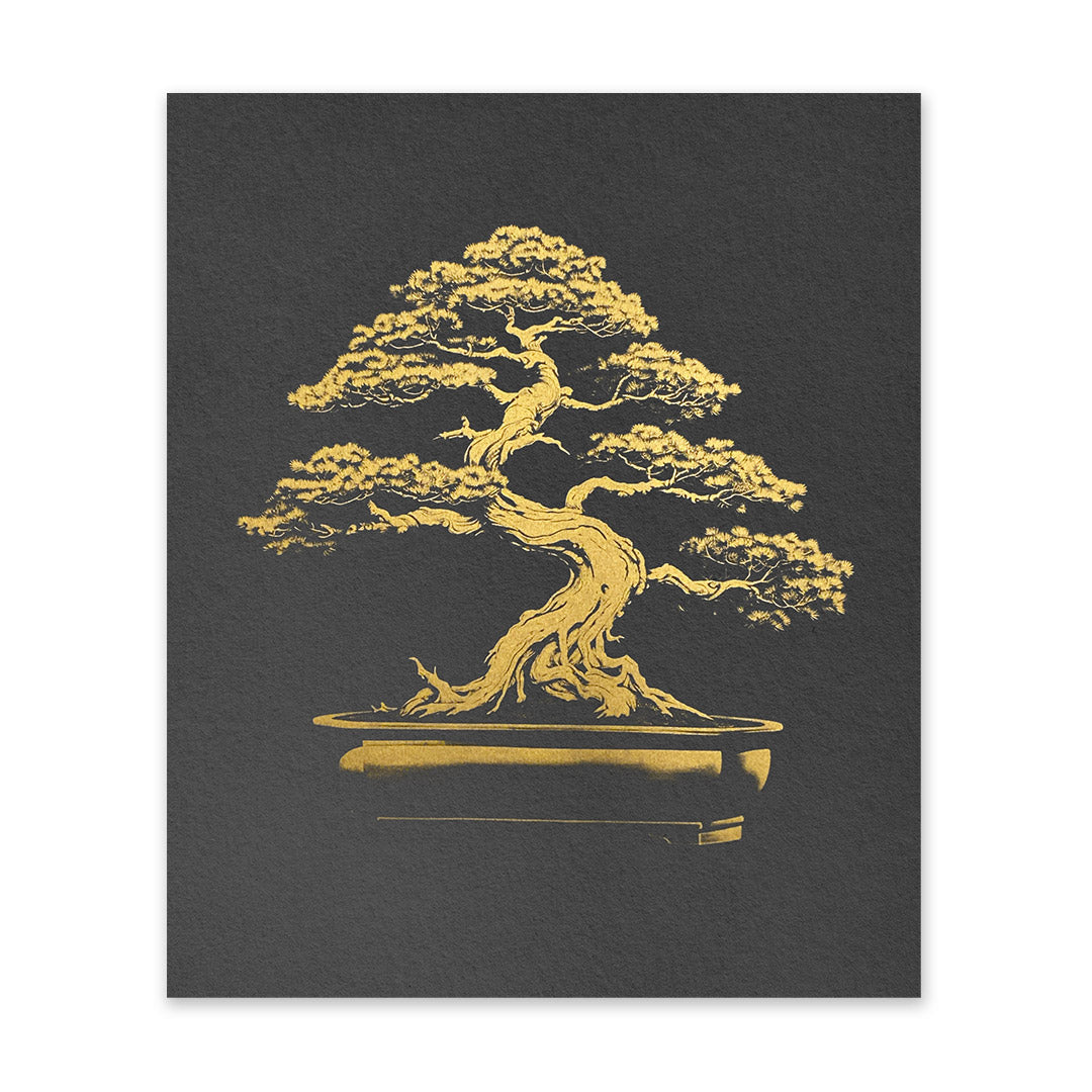 Black & Gold Bonsai Art Print