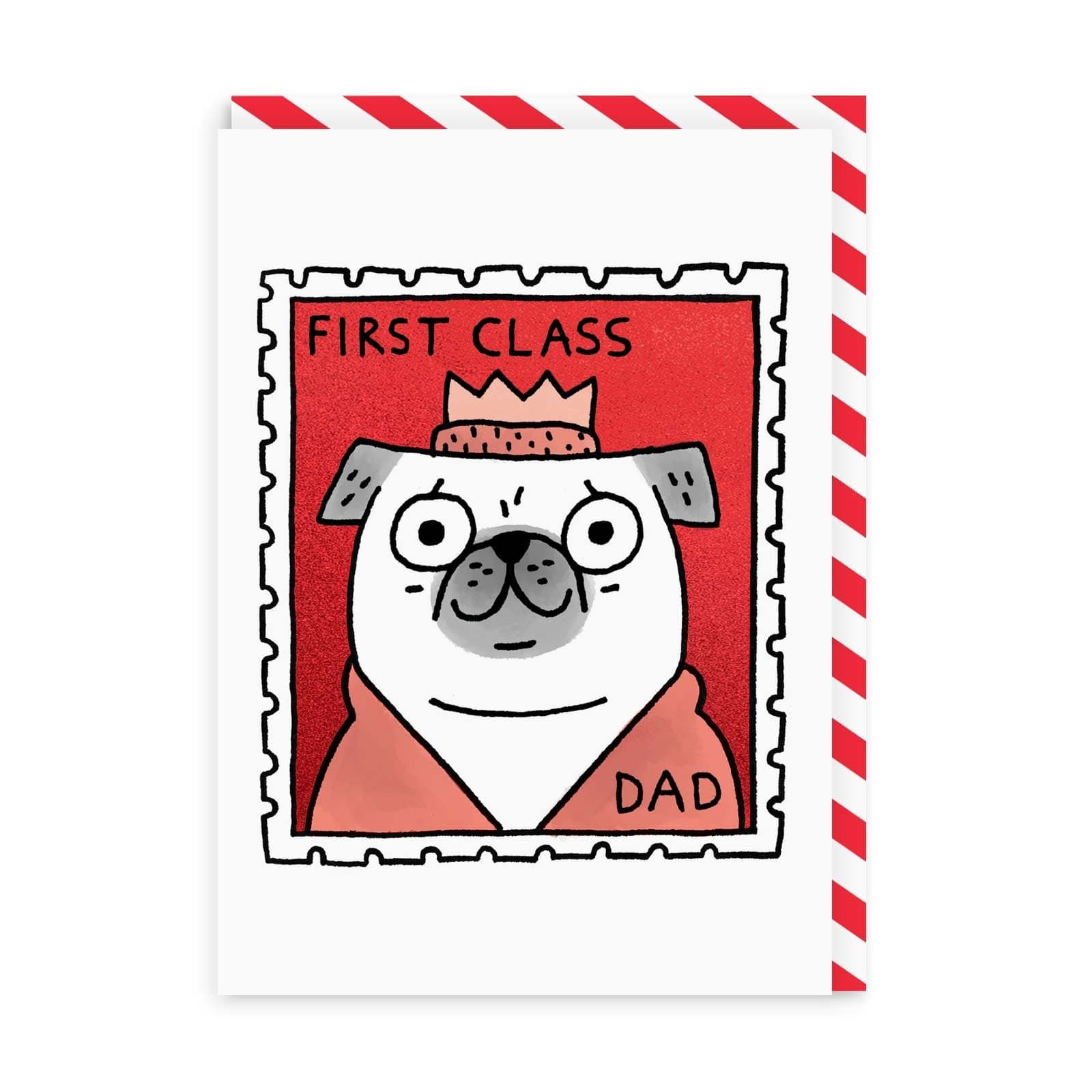 Father’s Day Funny First Class Dad Square Greeting Card, A6