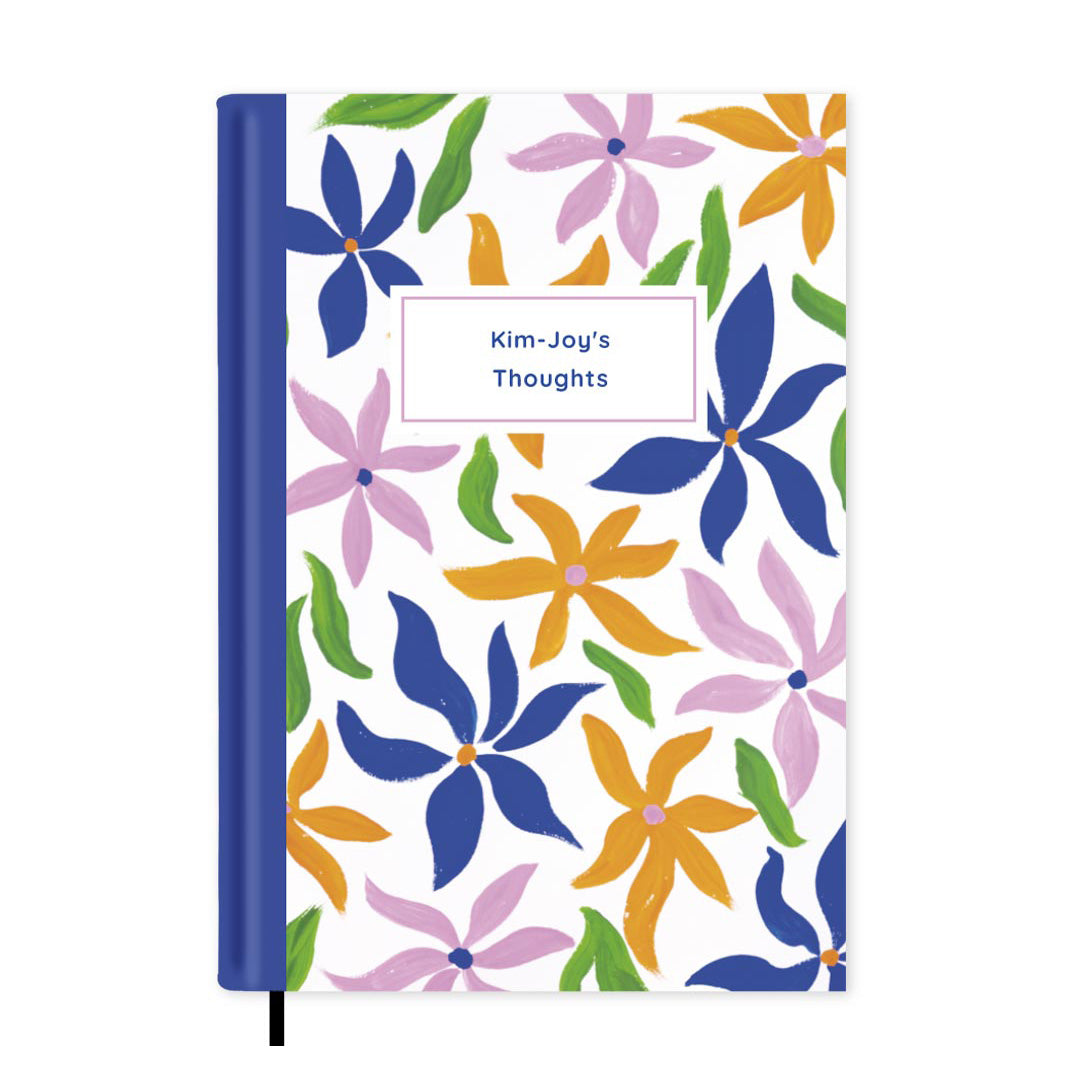 Bright Flowers Personalised Notebook A5, Hard Cover / Dotted
