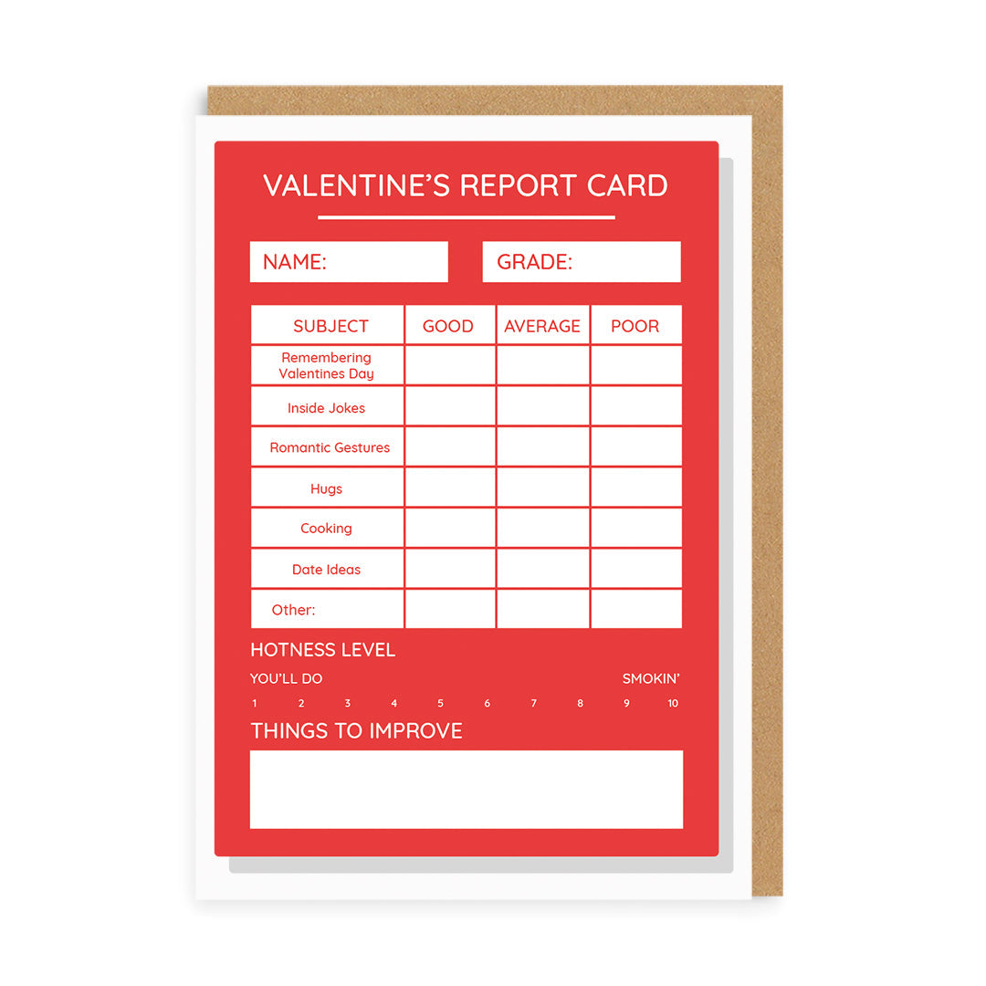 Valentine’s Day | Funny Valentines Card For Teachers | Valentine’s Day Report Card | Ohh Deer Unique Valentine’s Card for Him or Her | Made In The UK, Eco-Friendly Materials, Plastic Free Packaging