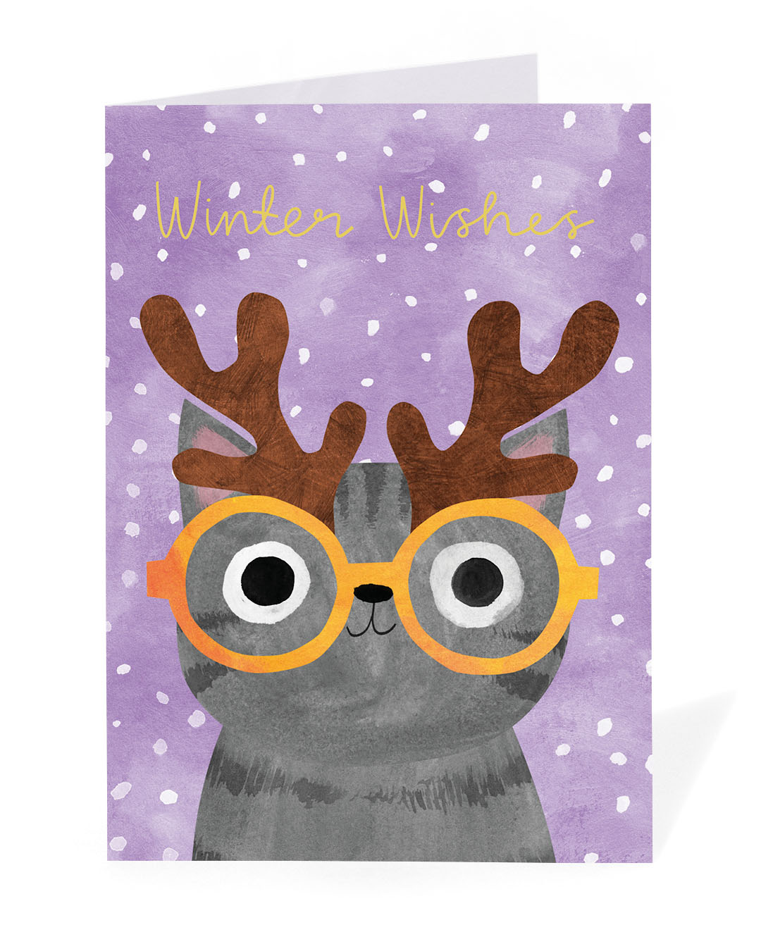 Personalised Antlers Cat Christmas Card