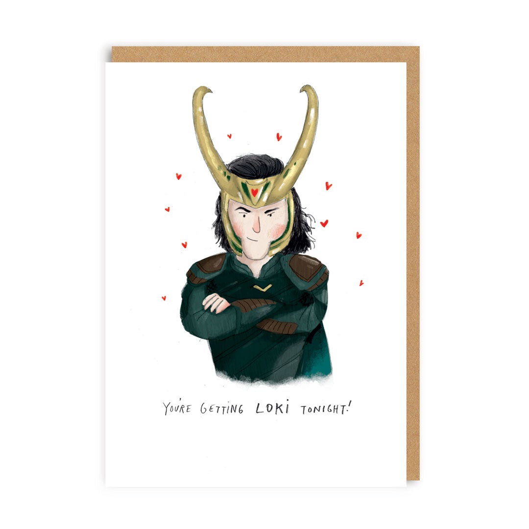 Valentine’s Day | Funny Valentines Card For Marvel Fans | You’re Getting Loki Tonight Greeting Card | Ohh Deer Unique Valentine’s Card for Him or Her | Artwork by Alex Wilmore | Made In The UK, Eco-Friendly Materials, Plastic Free Packaging