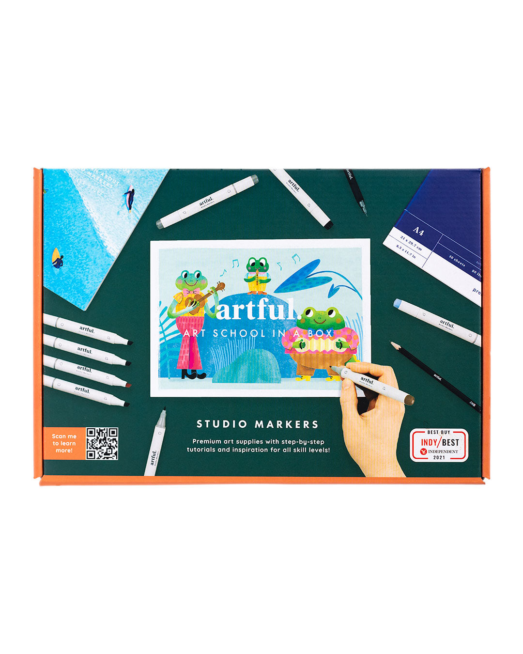 Artful Studio Markers Box | Premium Art Supplies + Magazine | Tutorials, Creative Inspiration & Ideas | Learn At Home | Perfect Gift For An Artist