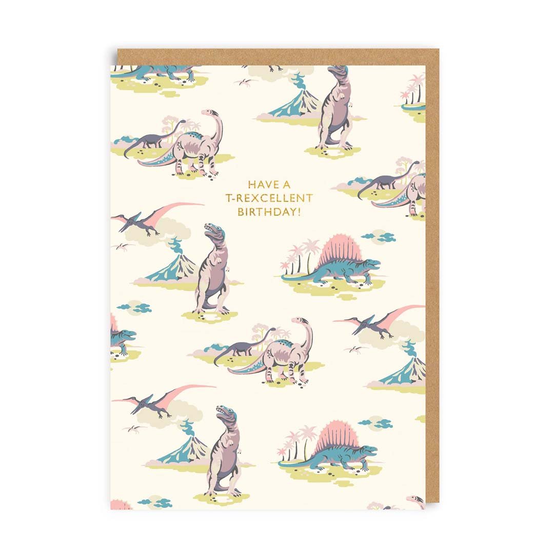 Birthday Card Pastel Dinosaurs Birthday Greeting Card