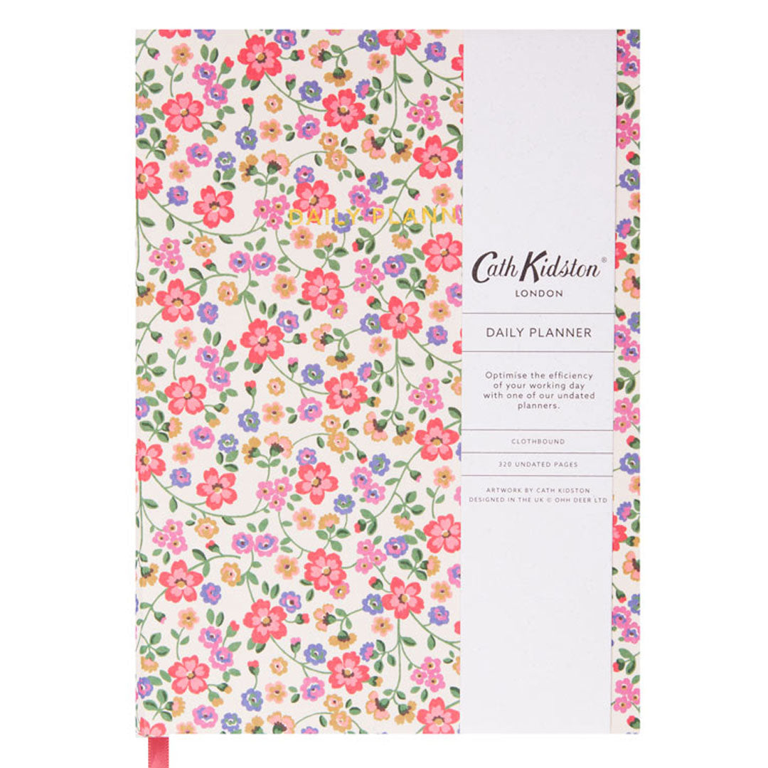 Daily Planner Notebook - Cath Kidston - Undated Productivity Journal - To Do List, Hourly Schedule, Priorities & Notes - A5 Organiser for Students, Home or Office - Autumn Ditsy Cream Floral