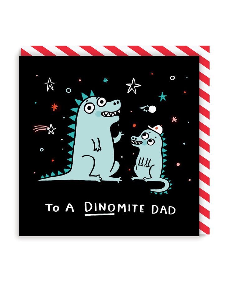 Father’s Day Funny A Dinomite Dad Square Greeting Card