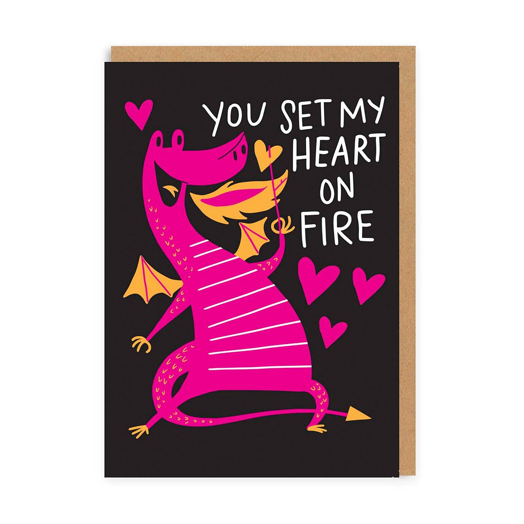 Valentine’s Day | Valentines Card For Him or Her | You Set My Heart On Fire Greeting Card | Ohh Deer Unique Valentine’s Card | Made In The UK, Eco-Friendly Materials, Plastic Free Packaging