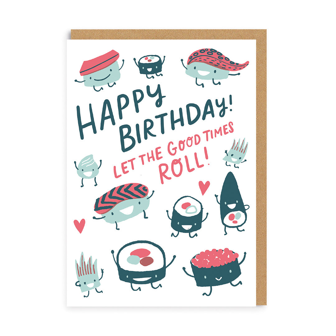 Funny Birthday Card Sushi Let The Good Times Roll Birthday Card