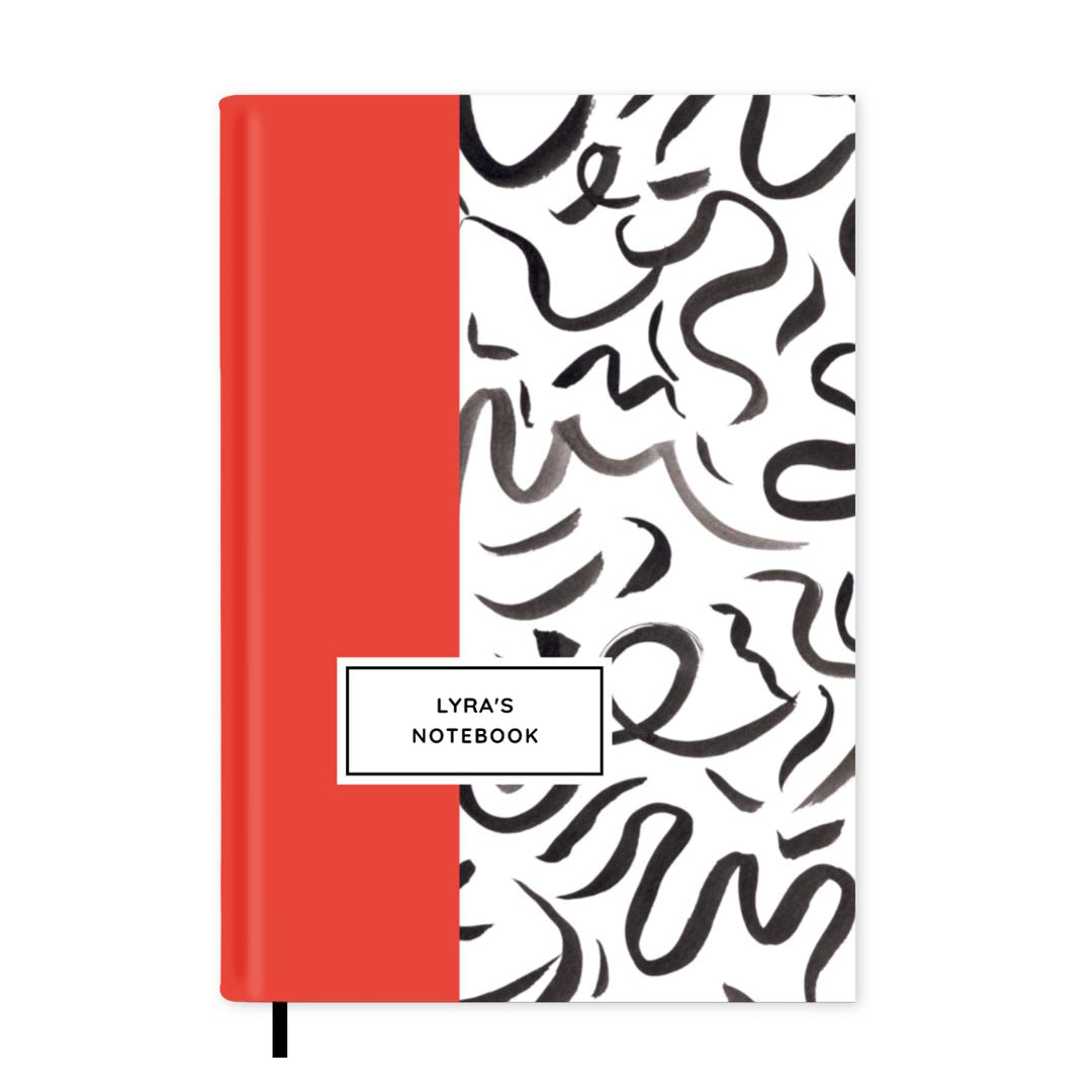 Ink Squiggles Personalised Notebook A5, Hard Cover / Lined
