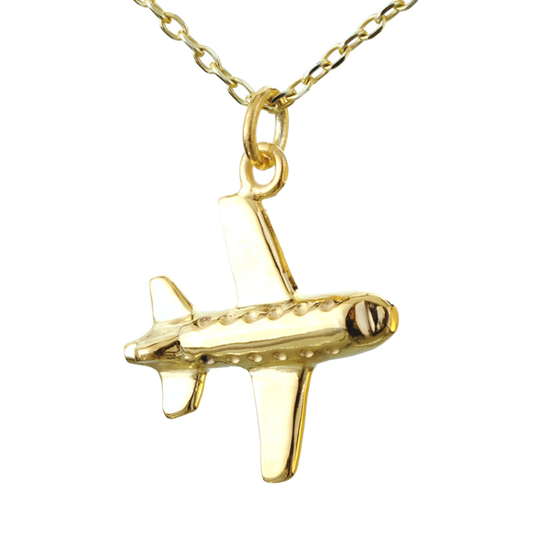 Airplane Necklace, Yellow Gold