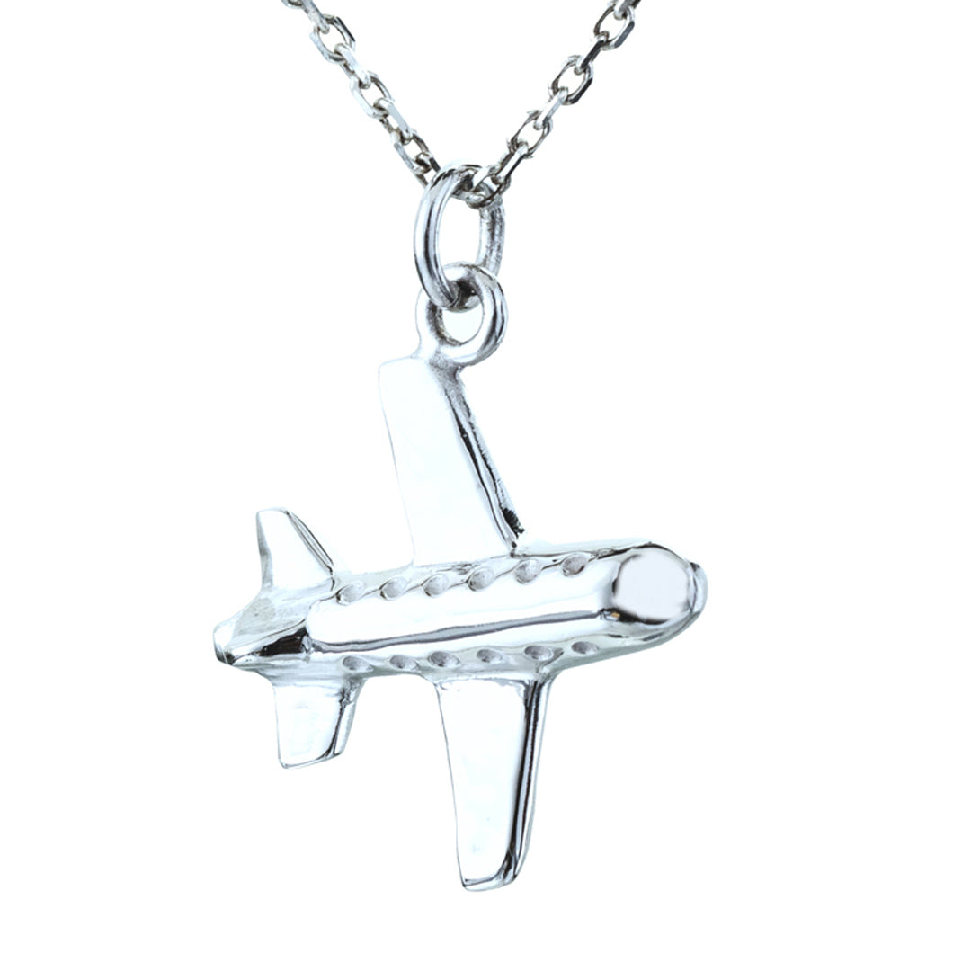 Airplane Necklace, White Gold