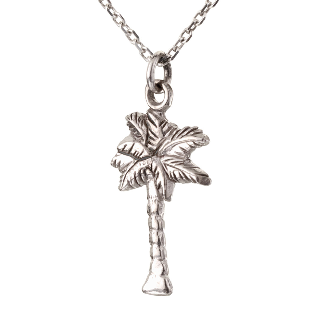 Palm Tree Necklace, White Gold
