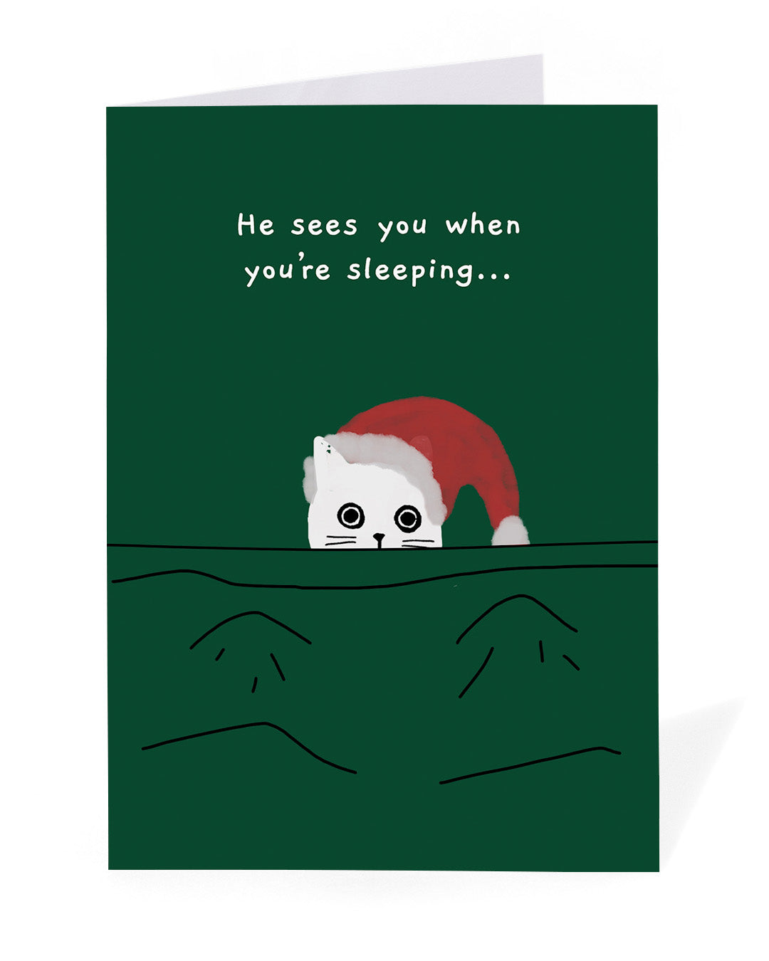 Personalised He Sees You When You’re Sleeping Cat Christmas Card