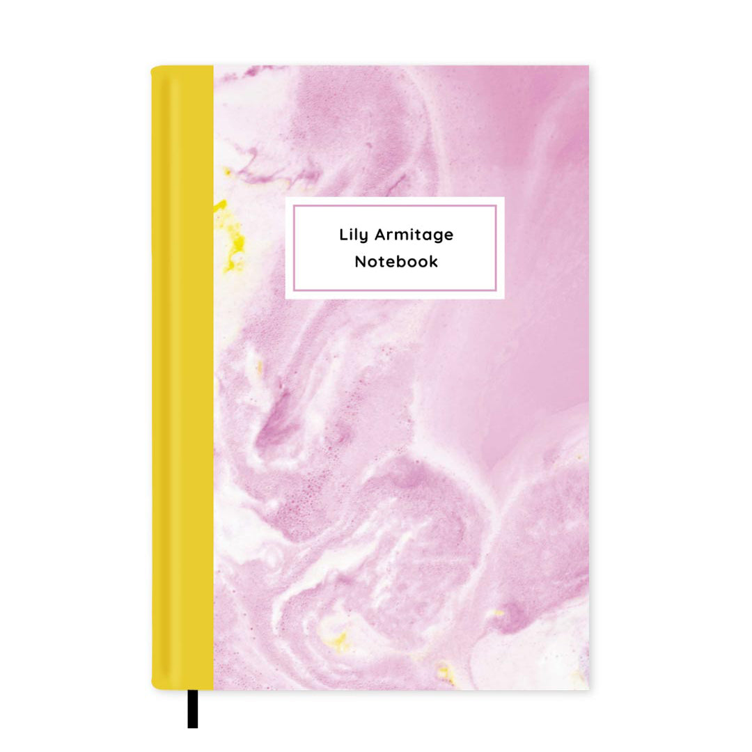Pink Marble Personalised Notebook A5, Hard Cover / Lined