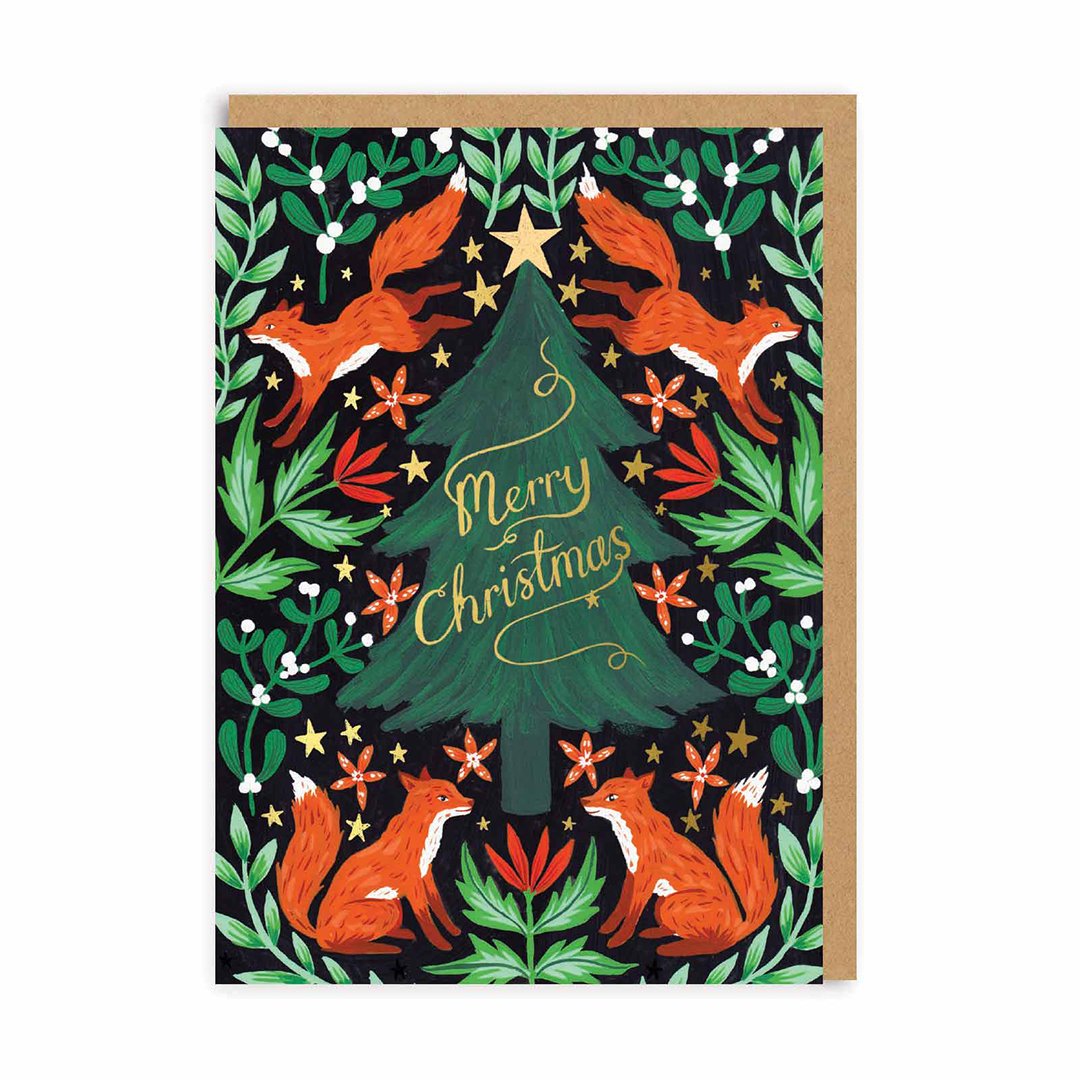 Fox Christmas Tree Christmas Card