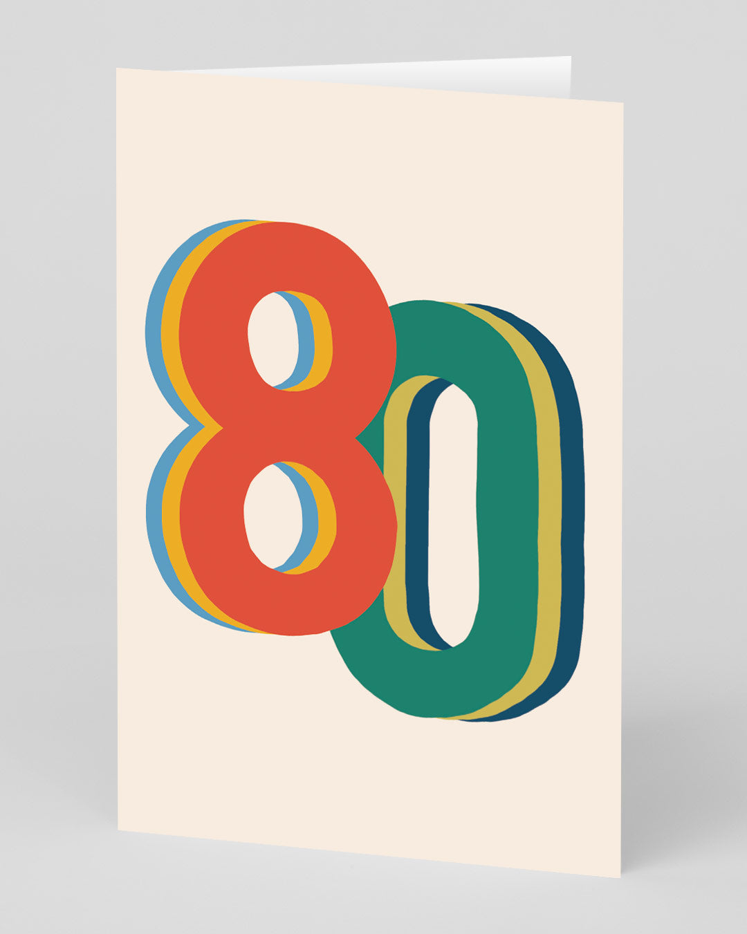80th Birthday Card Colourful 80th Birthday Card