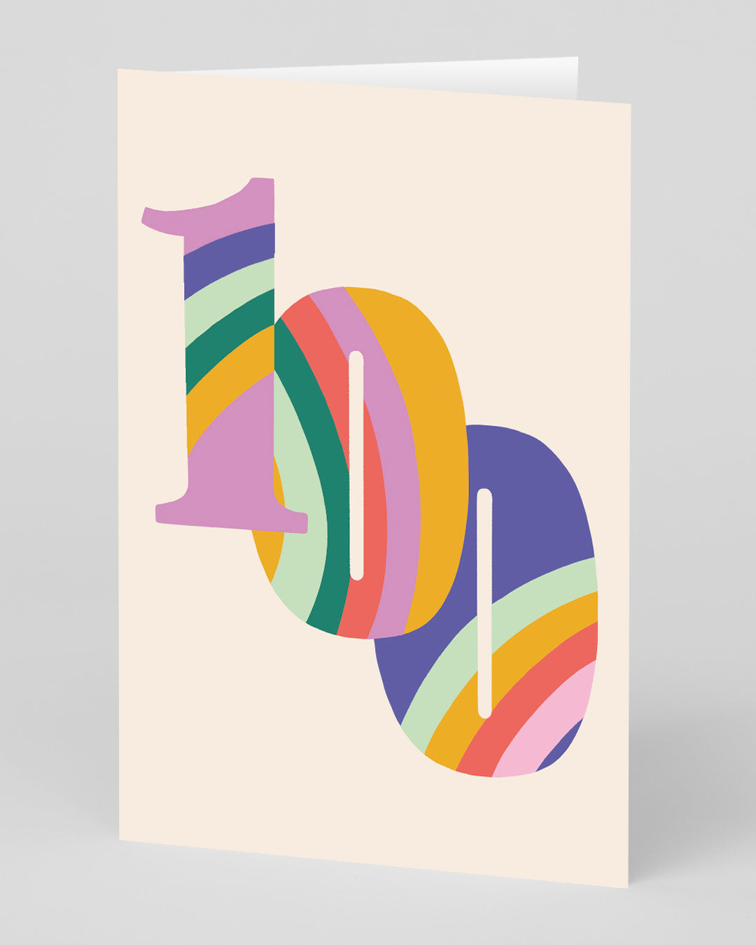 100th Birthday Card Colourful Rainbow Striped 100th Birthday Card