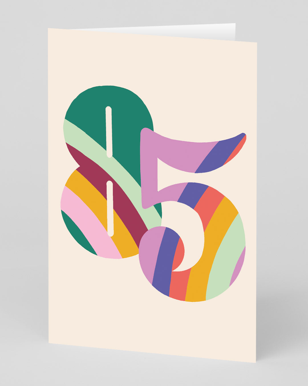 85th Birthday Card Colourful Rainbow Striped Numbers 85th Birthday Card