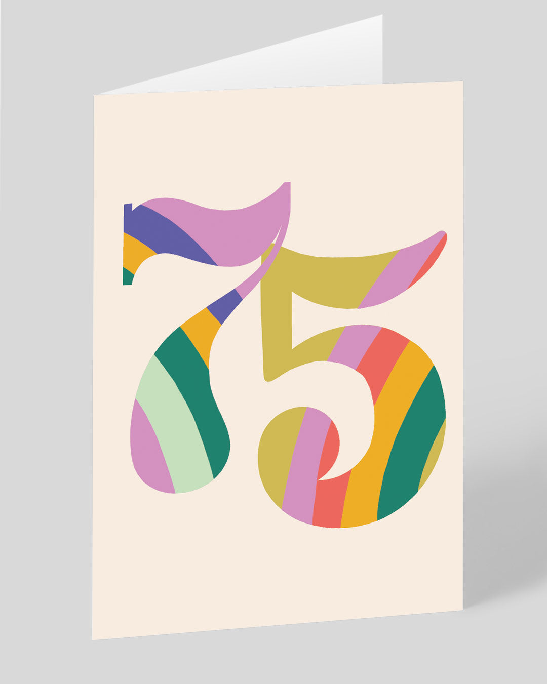75th Birthday Card Colourful Rainbow Striped Numbers 75th Birthday Card